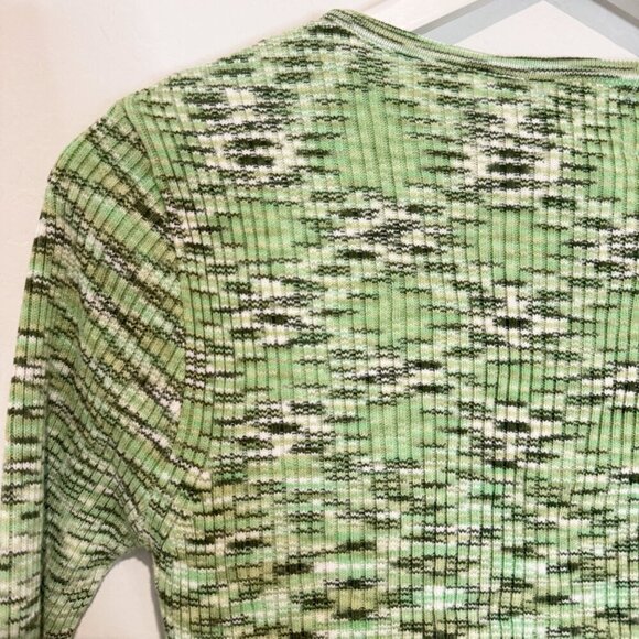 NWT ASOS Space Dye Tie Front Cutout Knit Cardigan Blouse Top Green New Size 2 - Picture 6 of 7